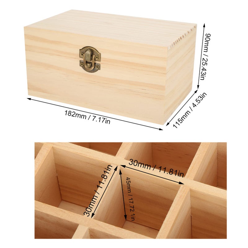 FILFEEL Wooden Essential Oil Bottle Storage Box, Large Capacity 15 Slot Essential Oil Storage Case Pine Wood Essential Oils Organizer Holder for Home, 18.2 x 11.5 x 9 cm - Image 2