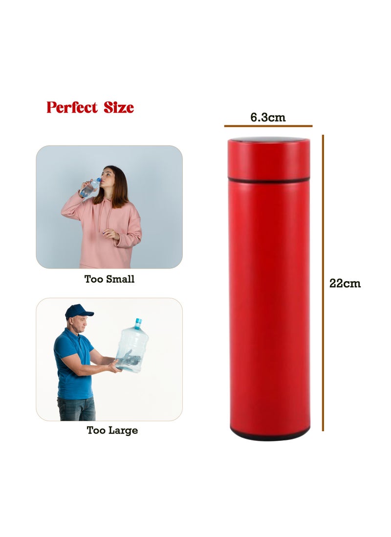 Bright Home - Bright Home Temperature Display Vacuum Insulated Water Bottle (500ML) Mug with LED Temperature Leak Proof Hot & Cold for 12 Hours Thermos Perfect for Campaign Travelling (Red) - Image 1