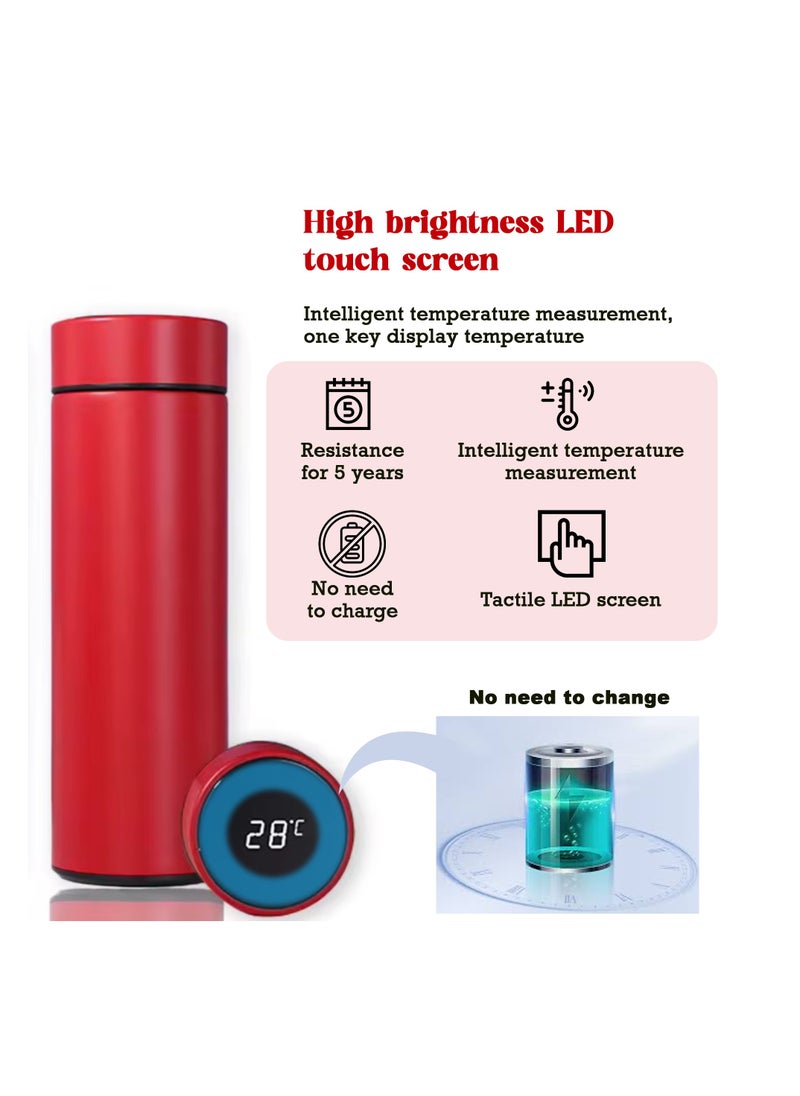 Bright Home - Bright Home Temperature Display Vacuum Insulated Water Bottle (500ML) Mug with LED Temperature Leak Proof Hot & Cold for 12 Hours Thermos Perfect for Campaign Travelling (Red) - Image 1