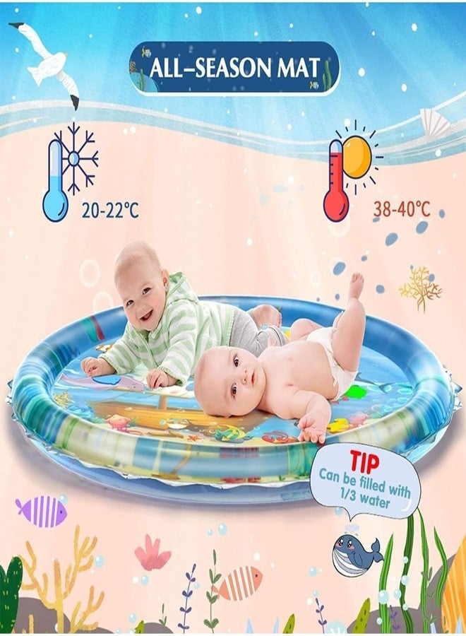 ASOMA بساط الماء ASOMA Tummy Time للأطفال الرضع - صالة ألعاب حسية للأطفال من عمر 6 إلى 12 شهرًا - مستلزمات أساسية للمواليد الجدد - بساط أنشطة مملوء بالماء للتطور المبكر - تحفيز الرضع وهدية للأطفال (دائرية) - Image 2