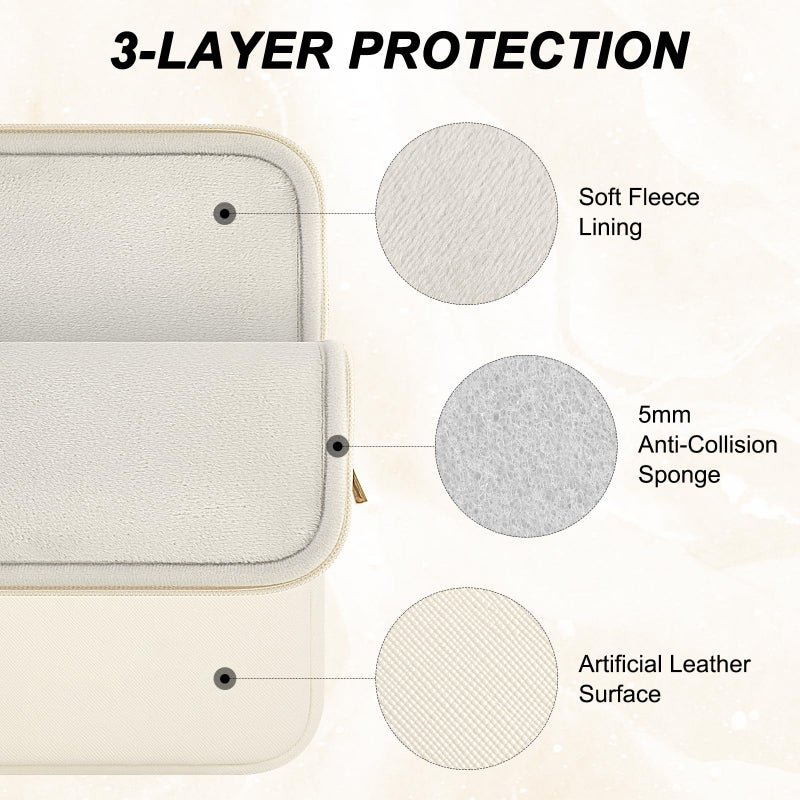 ARVOK 13 13.3 inch Laptop Sleeve Case,Waterproof Laptop Notebook Cover for MacBook Air MacBook Pro 13 14 inch, Computer Carrying Bag for HP ThinkPad Dell Lenovo Asus Acer MSI, White - Image 2