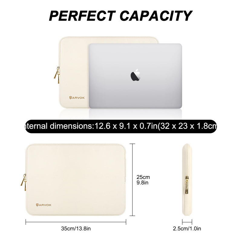 ARVOK 13 13.3 inch Laptop Sleeve Case,Waterproof Laptop Notebook Cover for MacBook Air MacBook Pro 13 14 inch, Computer Carrying Bag for HP ThinkPad Dell Lenovo Asus Acer MSI, White - Image 4