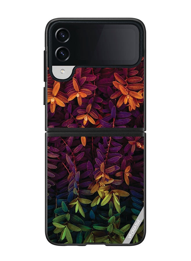 VR CREATIVE Protective Case Cover For Samsung Galaxy Z Flip4 Leaves Design Multicolour - Image 1
