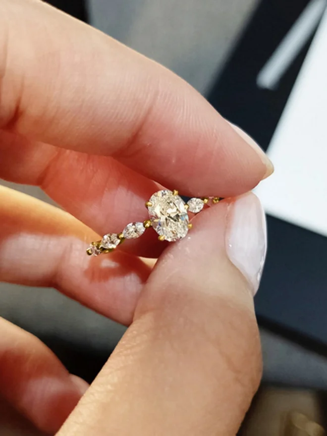 Styli Embellished Oval Cut Ring