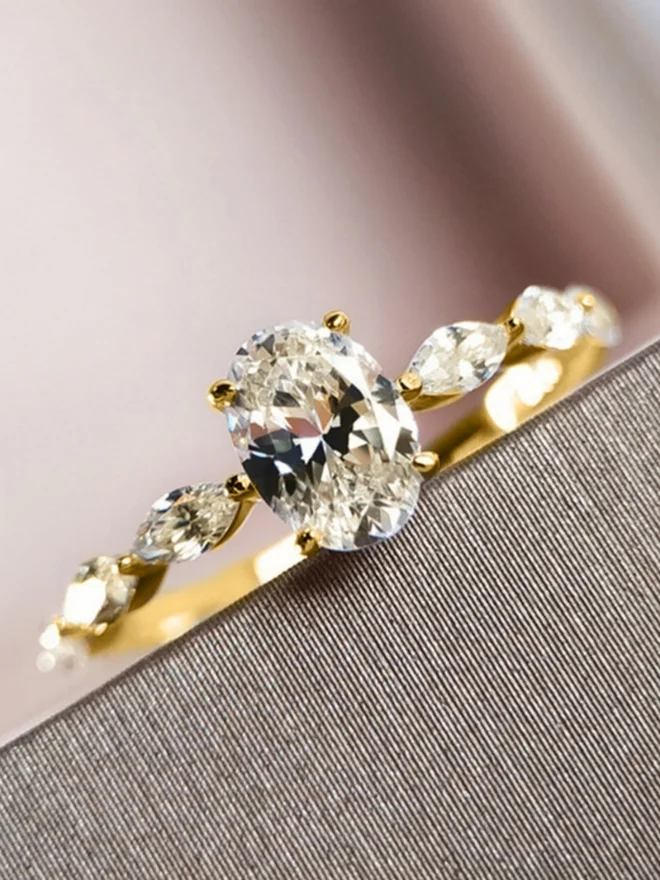 Styli Embellished Oval Cut Ring