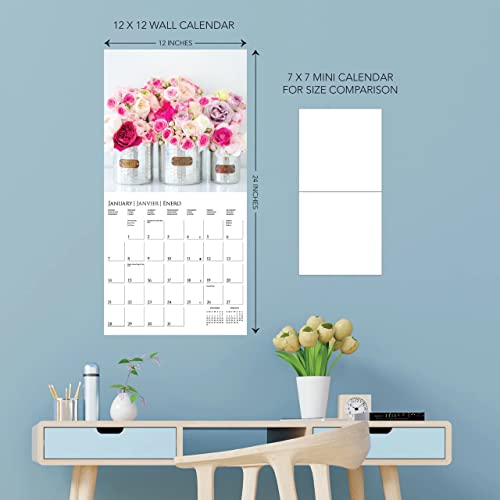 Graphique 2024 Garden Bouquets Wall Calendar | 12” x 12” | Thick Paper | Home & Office Organizer | Large Monthly Grid | 3 Languages & Marked Holidays | 4 Month Preview Page for 2025 - Image 4