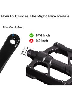 KASTWAVE Bike Pedals, Aluminum Alloy Bicycle Pedals, Mountain Bike Pedal with Removable Anti-Skid Nails, Universal Aluminum Alloy Platform Pedal for Travel Cycle-Cross Bikes, 9/16inch  - Image 2