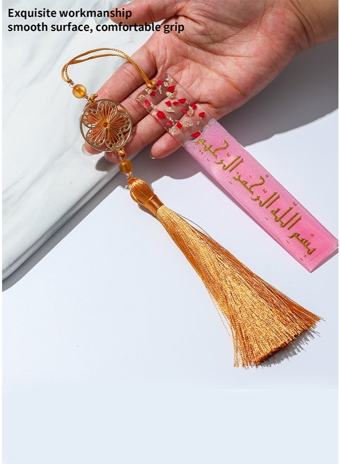 KeyAmor Elegant Handmade Bookmark made of  Resin with Gold Flakes and Arabic Calligraphy “Bismillah” – Premium Islamic Gift  - Image 5