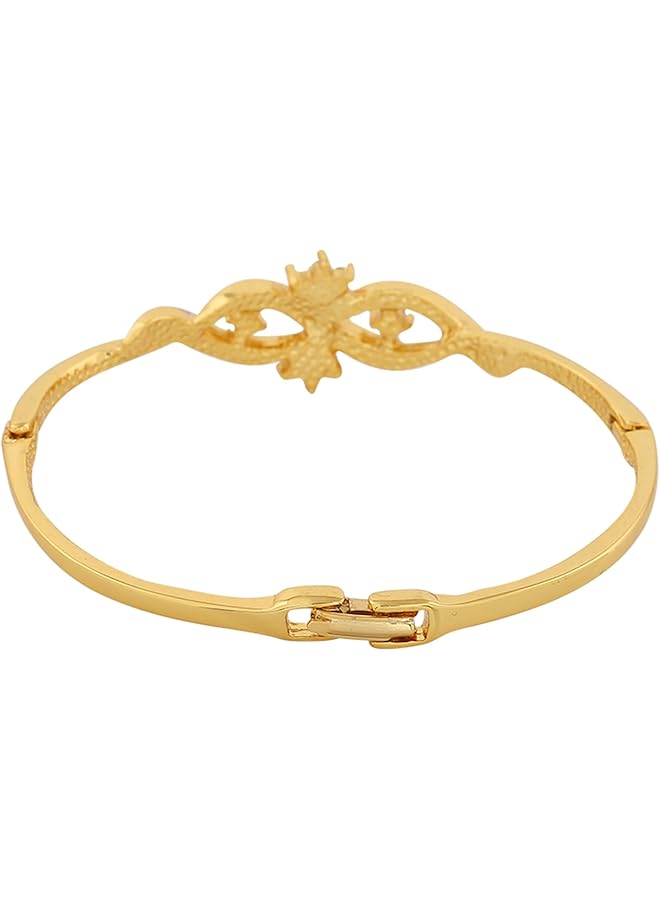 Estele 24 Kt Gold and Silver Plated Flower Wave Infinity Cuff bracelet Adjustable - Image 4