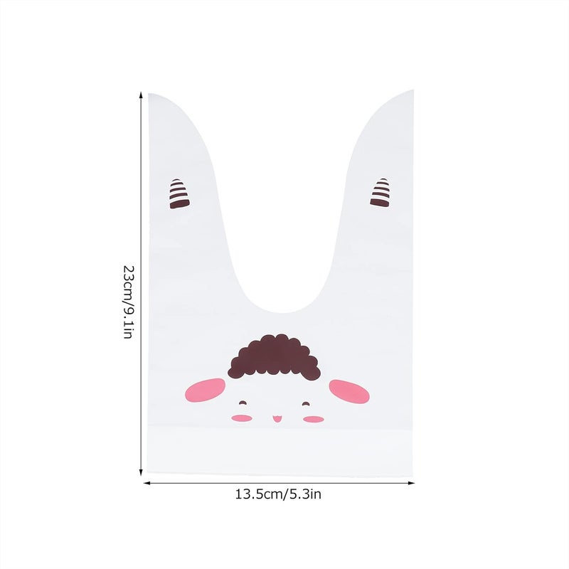 PODSJD Treat Bags EVA Long Ear Snack Bags 50Pcs 9.1x5.3 Inches - Durable Non - Gift Bags for DIY Baking Packaging, Easter Candies & Party Favors (Cookie bag—50 cute lambs) - Image 2