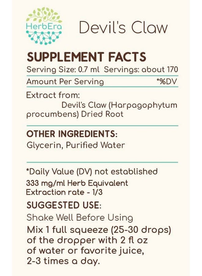 HerbEra Devil'S Claw B120 Alcoholfree Herbal Extract Tincture Concentrated Liquid Drops Natural Devil'S Claw (Harpagophytum Procumbens) 4 Fl Oz - Image 3