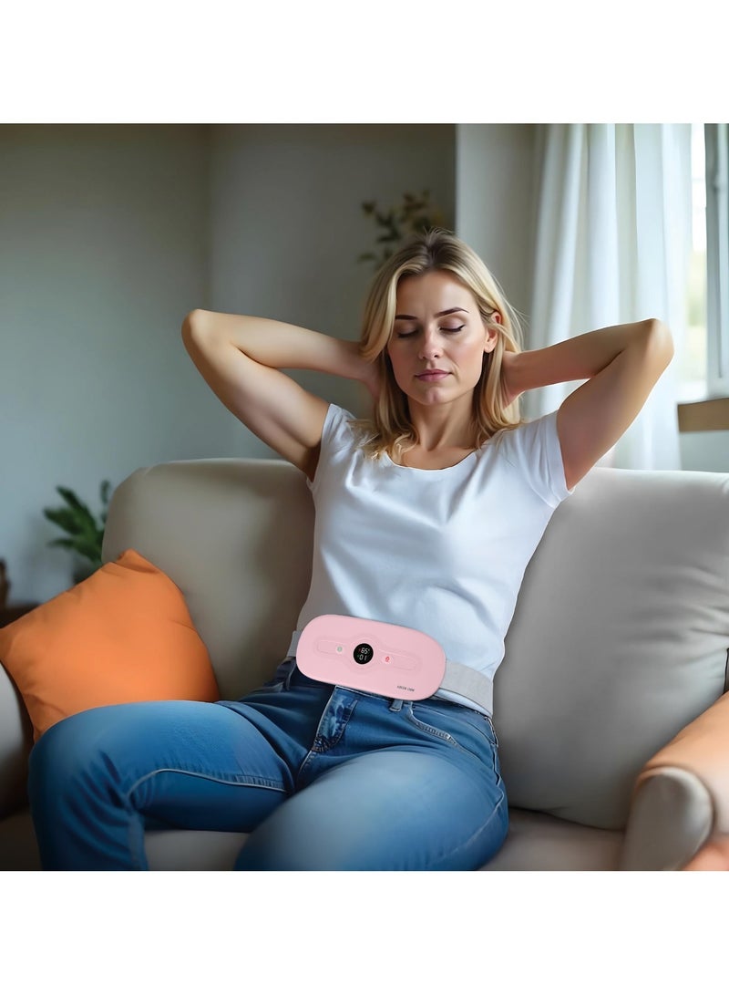 GREEN LION Bloom Heat Menstrual Heating Pad / Heating Massager for Period Cramps & Pain / Fast Heat Up in 3-Seconds with 6 Heating and Vibration Modes / Portable Heating Belt for Menstrual Colic Relief - Pink - Image 2