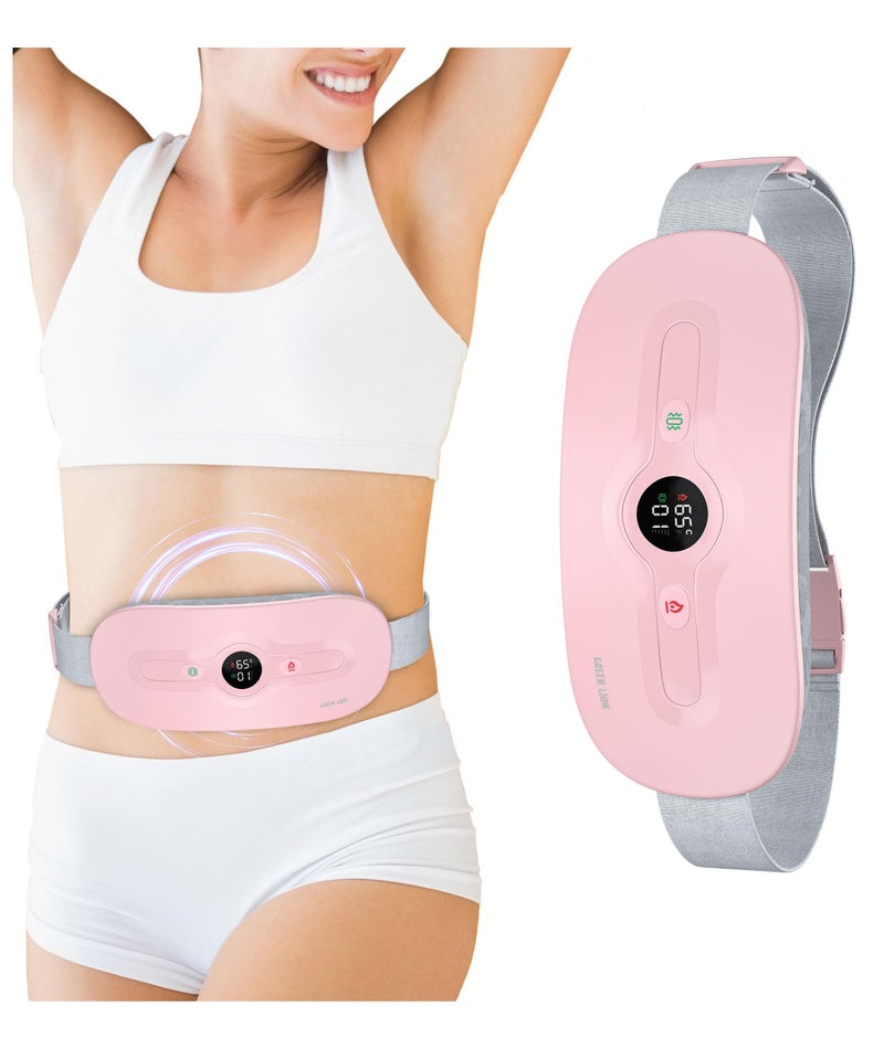 GREEN LION Bloom Heat Menstrual Heating Pad, Heating Massager for Period Cramps & Pain, Fast Heat Up in 3-Seconds with 6 Heating and Vibration Modes, Portable Heating Belt for Menstrual Colic Relief - Pink - Image 1