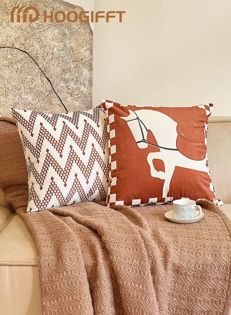 HOOGIFFT Pillow Covers Set of 4, Throw Pillow Cover, Maillard style Cushion Covers 45cm x 45cm,For Living Room Sofa Couch Bed Pillowcases 18x18 inches（Double sided pattern） - Image 5