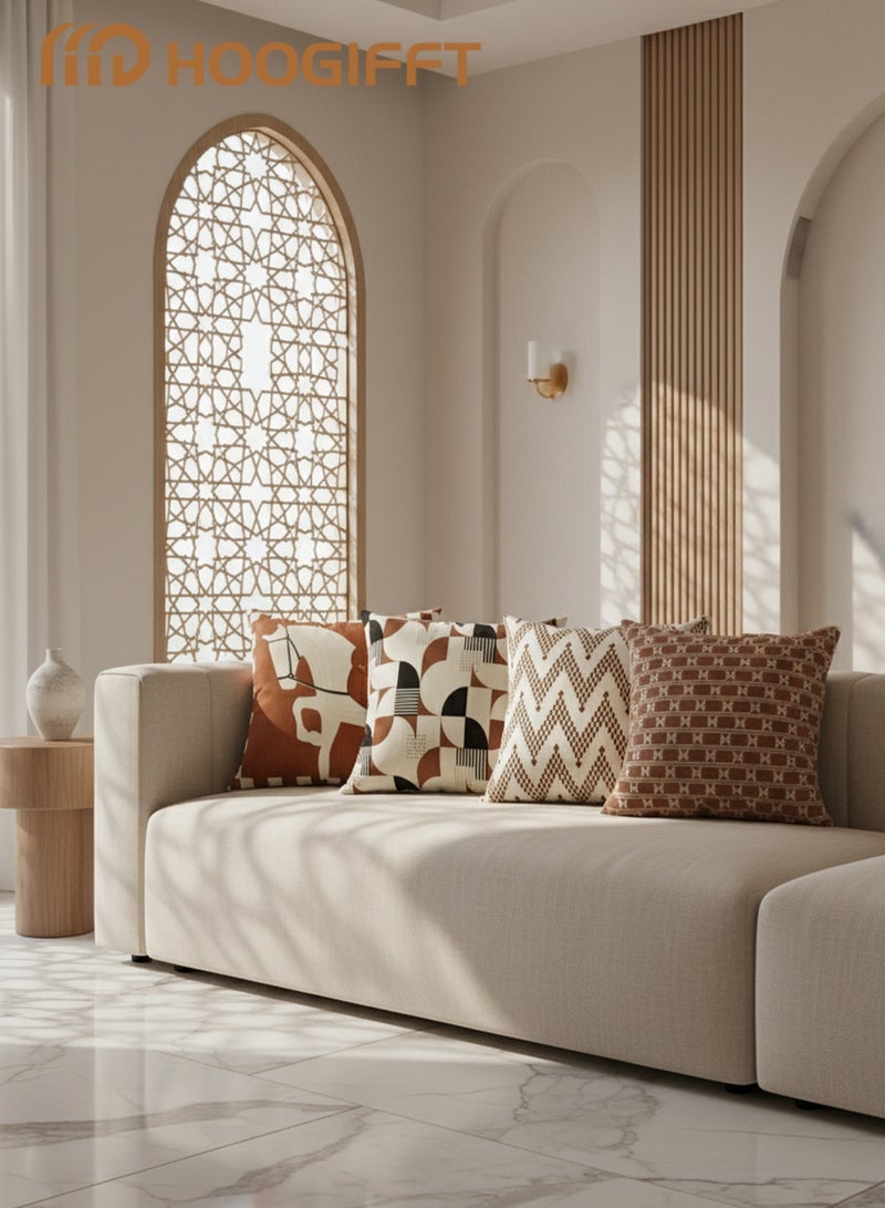 HOOGIFFT Pillow Covers Set of 4, Throw Pillow Cover, Maillard style Cushion Covers 45cm x 45cm,For Living Room Sofa Couch Bed Pillowcases 18x18 inches（Double sided pattern） - Image 4