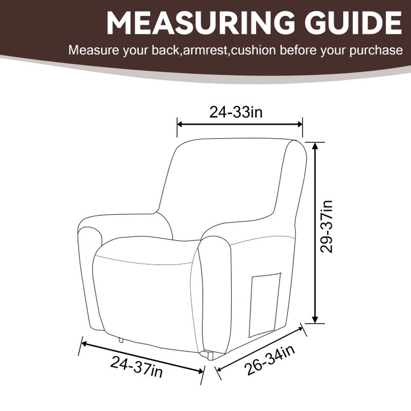 Cupuamon Recliner Chair Covers,Lazy Boy Recliner Covers Stretch Reclining Covers 1 Piece Furniture Protector with Elastic Bottom for Dog,Kids-Chocolate - Image 2