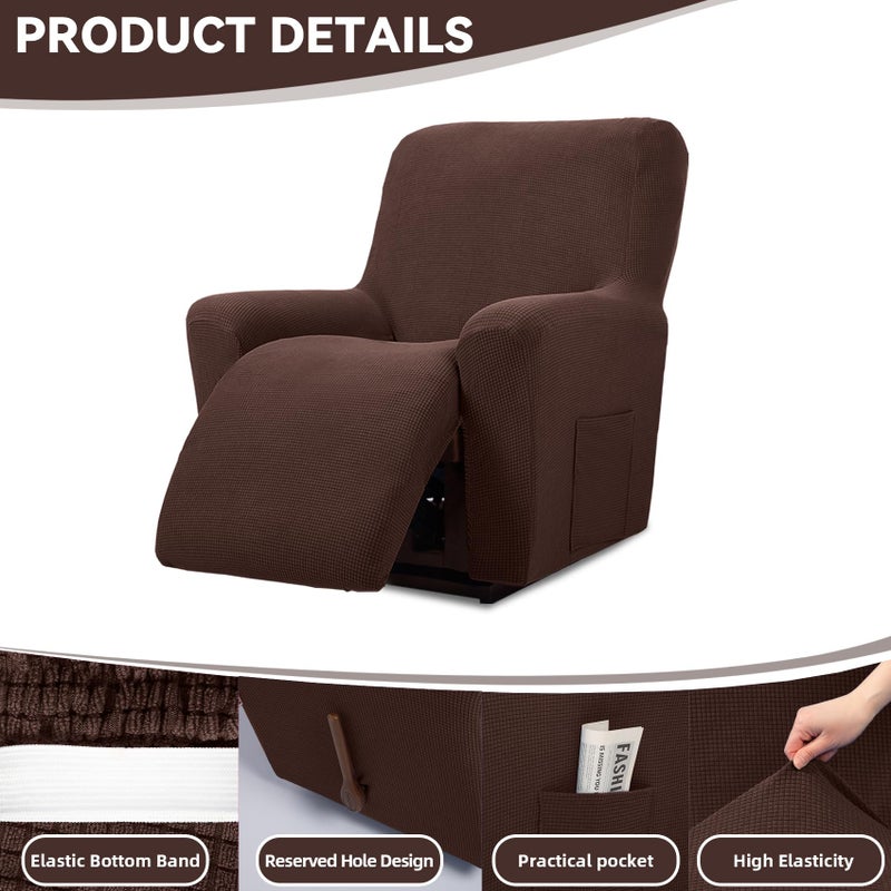 Cupuamon Recliner Chair Covers,Lazy Boy Recliner Covers Stretch Reclining Covers 1 Piece Furniture Protector with Elastic Bottom for Dog,Kids-Chocolate - Image 4