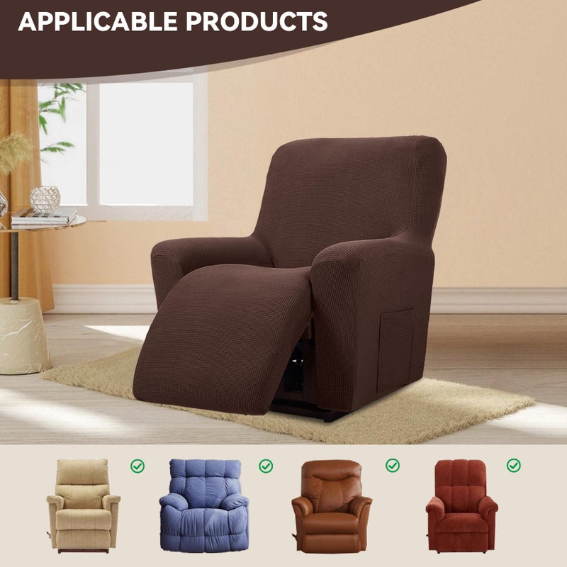 Cupuamon Recliner Chair Covers,Lazy Boy Recliner Covers Stretch Reclining Covers 1 Piece Furniture Protector with Elastic Bottom for Dog,Kids-Chocolate - Image 5