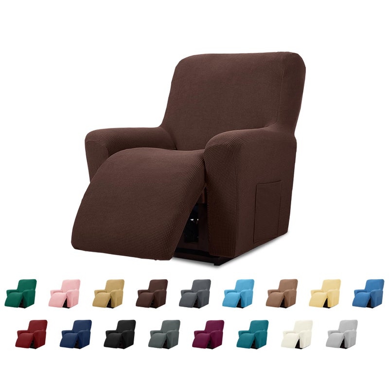 Cupuamon Recliner Chair Covers,Lazy Boy Recliner Covers Stretch Reclining Covers 1 Piece Furniture Protector with Elastic Bottom for Dog,Kids-Chocolate - Image 1