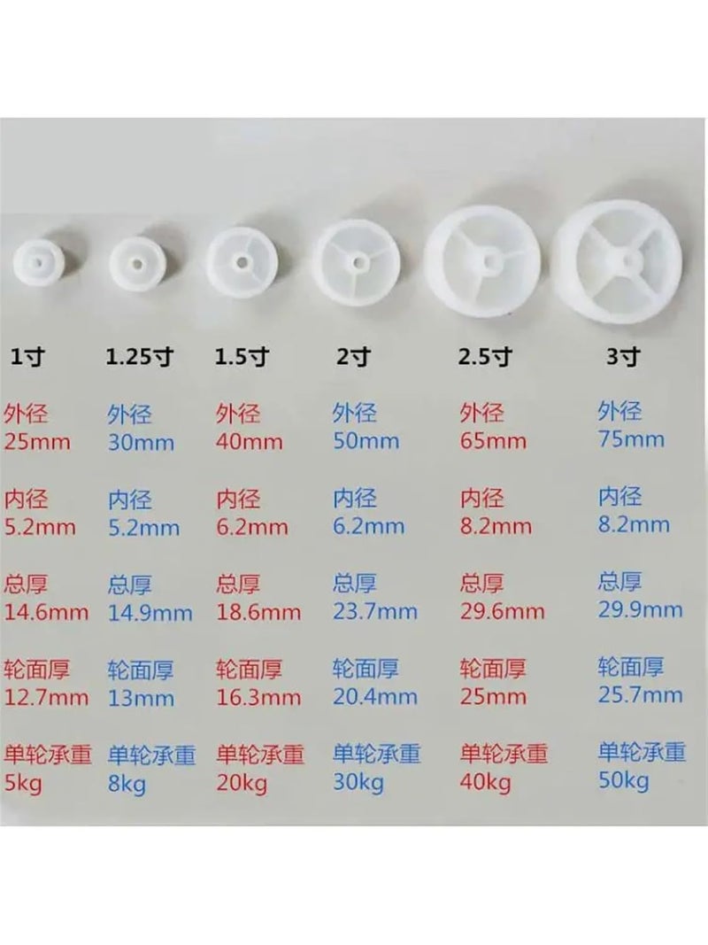 2 Inch Plastic Nylon Caster Wheel 4 Pcs Smooth Light White 50mm Diameter - Image 5