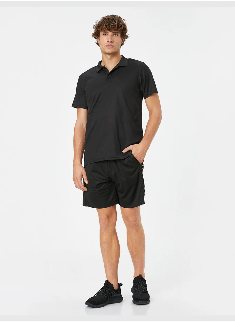 كوتون Polo Neck Buttoned Short Sleeve Sport T-Shirt