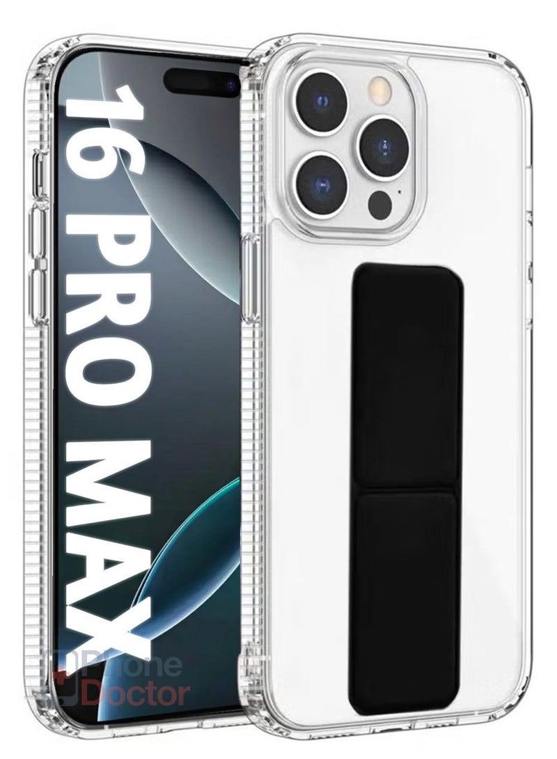 كفر حماية لهاتف ابل ايفون 16 برو ماكس مع مسكة مغناطيسية مدمجة 3 في 1 شفاف / اسود - Image 1