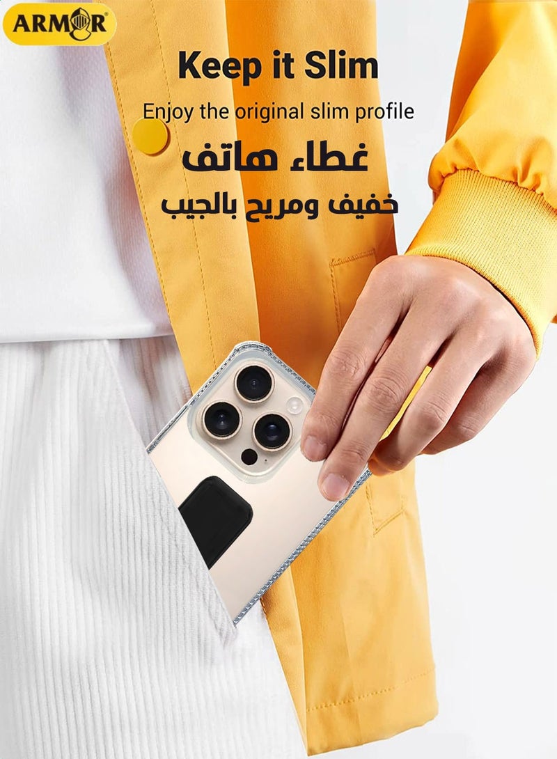 كفر حماية لهاتف ابل ايفون 16 برو ماكس مع مسكة مغناطيسية مدمجة 3 في 1 شفاف / اسود - Image 3