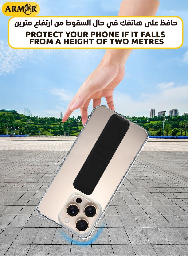 كفر حماية لهاتف ابل ايفون 16 برو ماكس مع مسكة مغناطيسية مدمجة 3 في 1 شفاف / اسود - Image 4