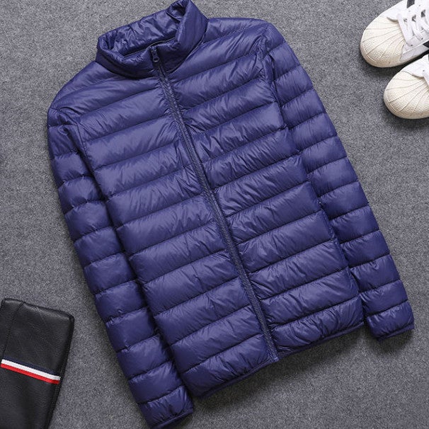 Vertical collar hooded cotton cotton-padded jacket mens autumn and winter light young and middle-aged special clearance brand short plus size Tibetan stand collar F88