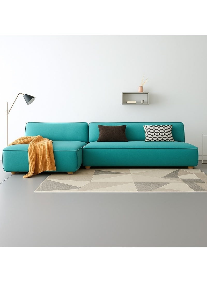 Al Zakharef Furniture Clarissa 3-Seater Luxury L-Shape Velvet Sofa with Free Pillows, Premium Wooden Frame, High-Density Seating Foam, Modern Corner Couch for Living Room Size L270 × W180 cm, Colour Turquoise - Image 1