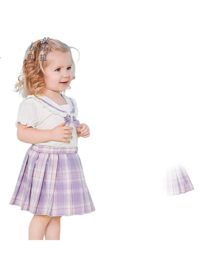Dave & Bella Girls' Jk Skirt Set, Children'S Stylish Summer Outfit, Pre-Teen And Teenage Academic Style Two-Piece Set - Image 2