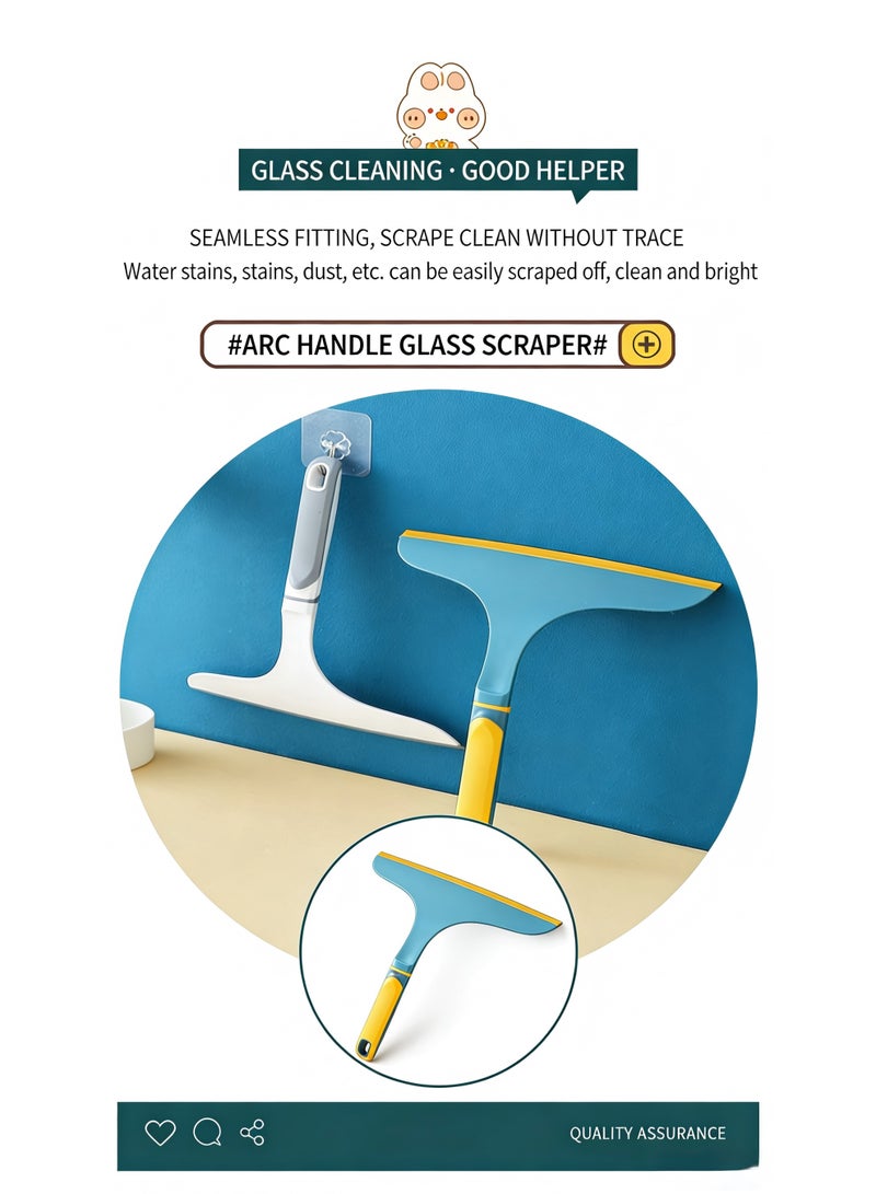 Curved Handle Glass Squeegee, Dark Green 1-Pack, TPR Soft Blade, Bathroom & Car Window Cleaning Tool - Image 2