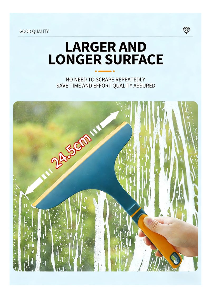 Curved Handle Glass Squeegee, Dark Green 1-Pack, TPR Soft Blade, Bathroom & Car Window Cleaning Tool - Image 3