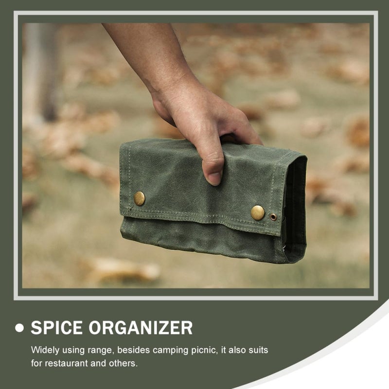 Outdoor Seasoning Pouch with 9 Mini Glass Spice Bottles, Military Green Condiment Bag for Camping Bbq Picnic Cooking Storage Organizer - Image 5
