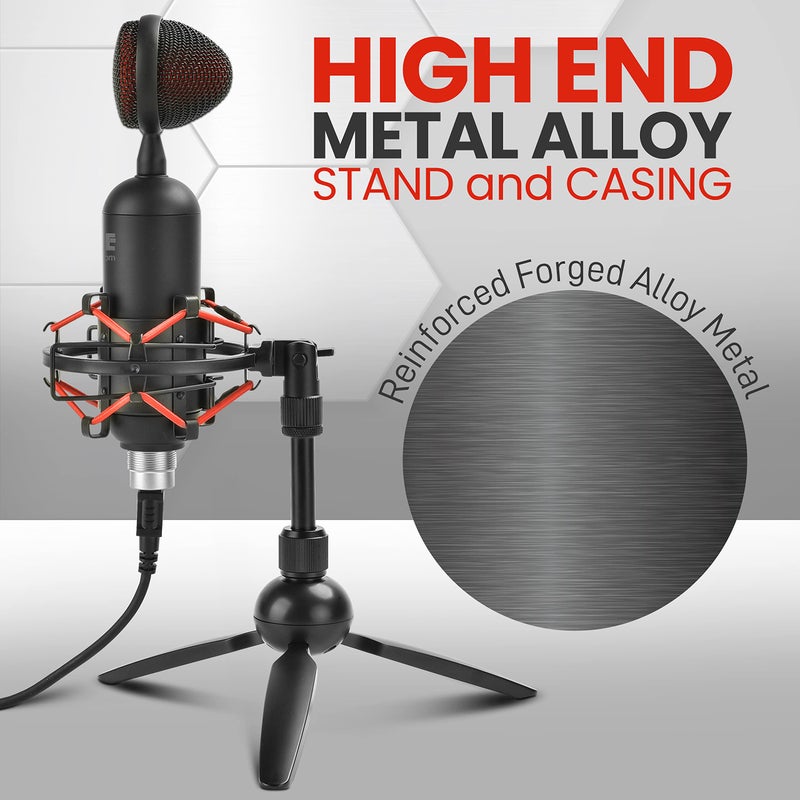 PyleUSA USB Cardioid Condenser Microphone - Audio Mic w/USB Cable, Built-in Pop Filter, Adjustable Desktop Stand - for Gaming PS4, Streaming, Podcasting, Studio, YouTube - PDMIUSB75 - Image 2