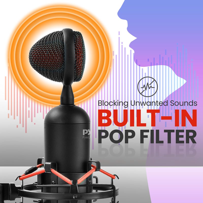 PyleUSA USB Cardioid Condenser Microphone - Audio Mic w/USB Cable, Built-in Pop Filter, Adjustable Desktop Stand - for Gaming PS4, Streaming, Podcasting, Studio, YouTube - PDMIUSB75 - Image 4