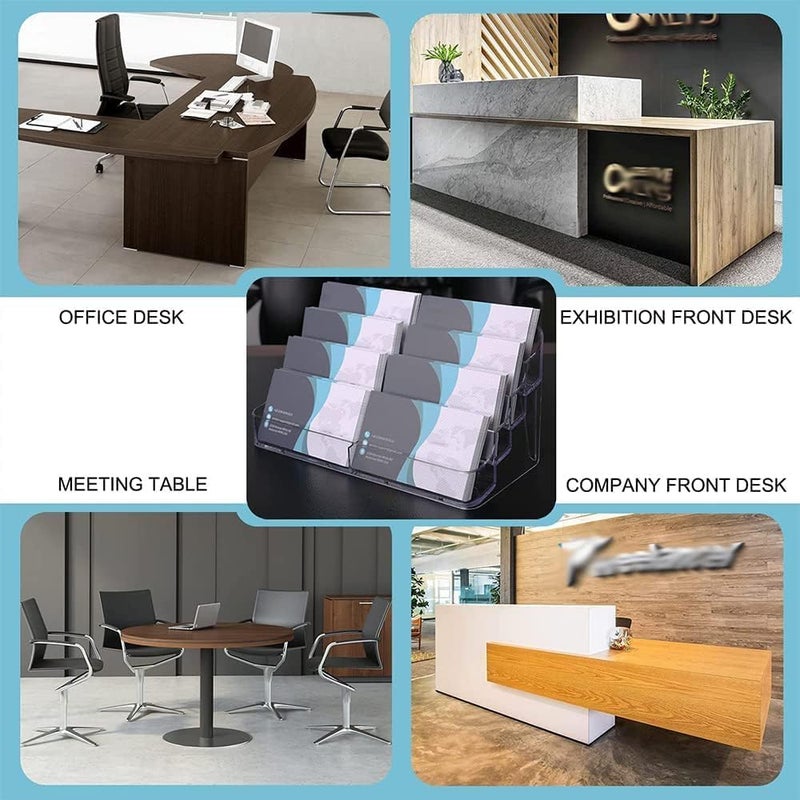 SWIUKPHE Business Card Holder, 8 Pocket Acrylic Business Card Holder for Desk Clear Business Card Stand Desktop Business Card Holders Plastic Business Card Display for Exhibition, Home, and Office - Image 4