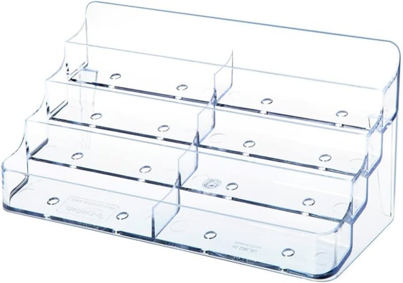 SWIUKPHE Business Card Holder, 8 Pocket Acrylic Business Card Holder for Desk Clear Business Card Stand Desktop Business Card Holders Plastic Business Card Display for Exhibition, Home, and Office - Image 1