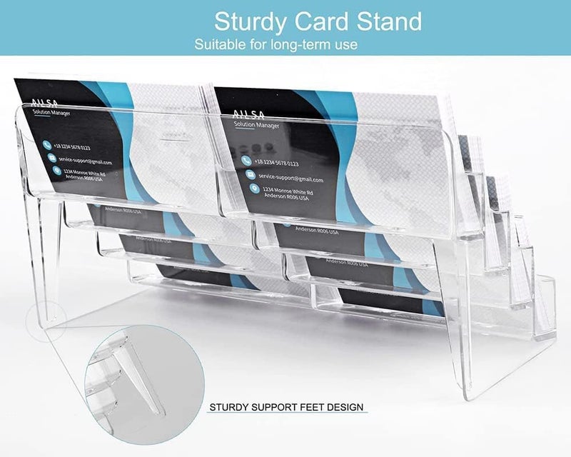SWIUKPHE Business Card Holder, 8 Pocket Acrylic Business Card Holder for Desk Clear Business Card Stand Desktop Business Card Holders Plastic Business Card Display for Exhibition, Home, and Office - Image 2