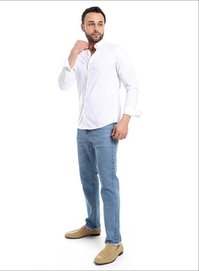 Andora Solid Cotton Full Sleeves Casual Shirt_White - Image 1