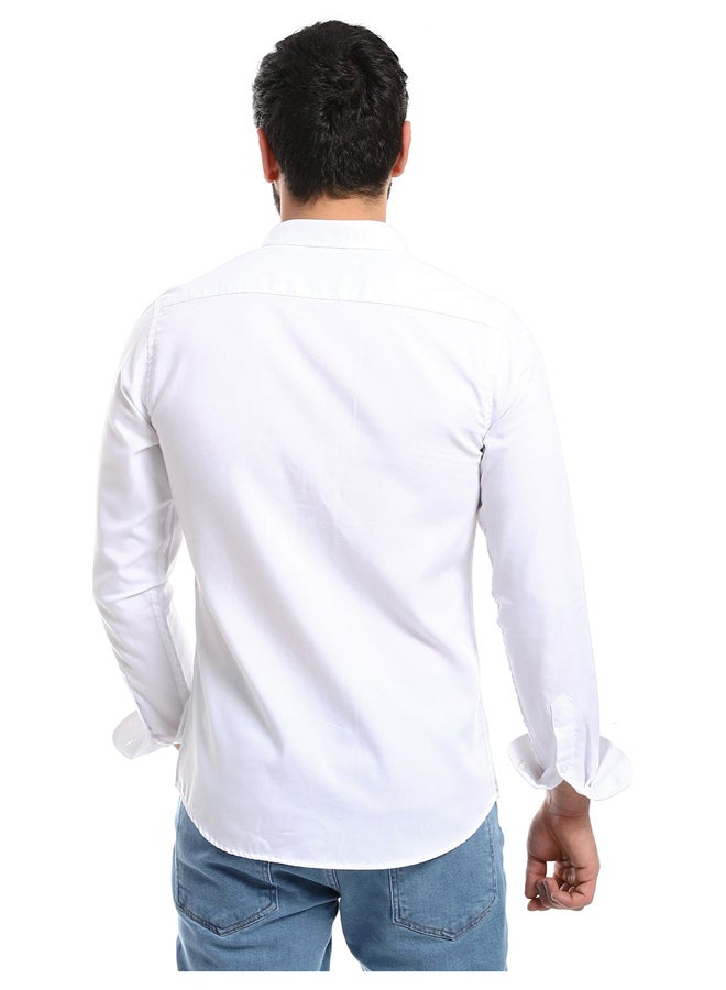 Andora Solid Cotton Full Sleeves Casual Shirt_White - Image 3
