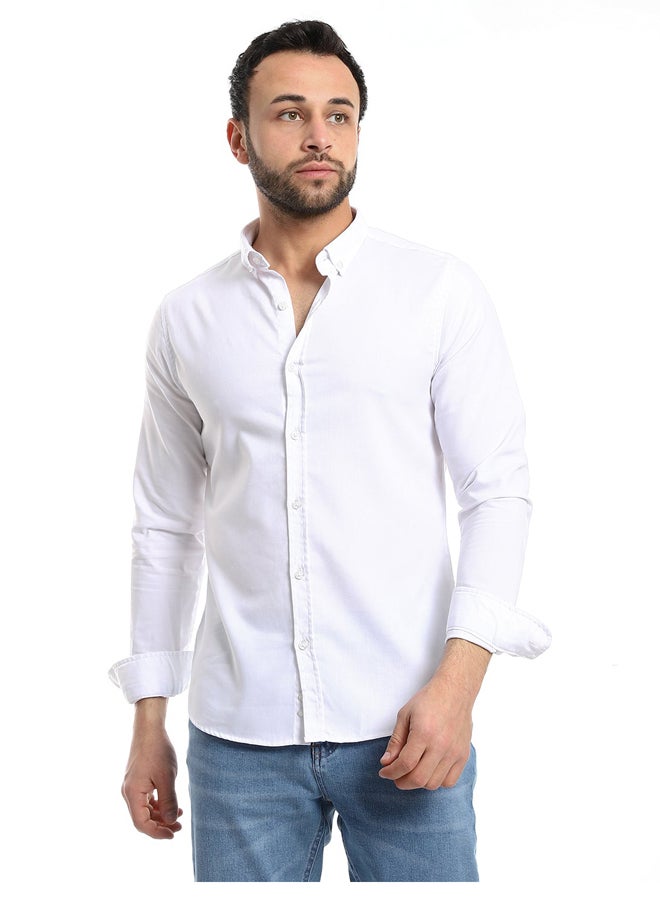 Andora Solid Cotton Full Sleeves Casual Shirt_White - Image 2