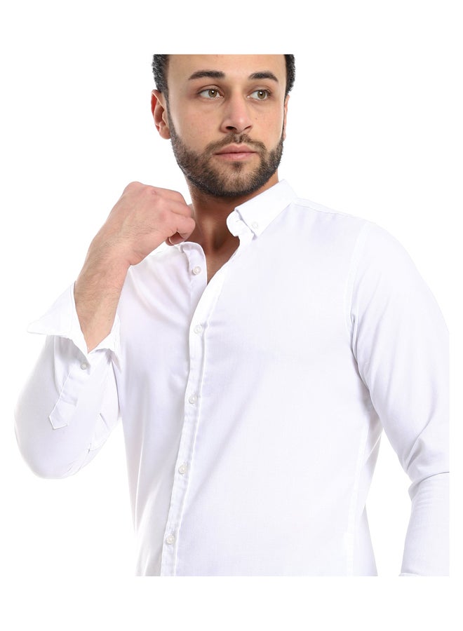 Andora Solid Cotton Full Sleeves Casual Shirt_White - Image 4