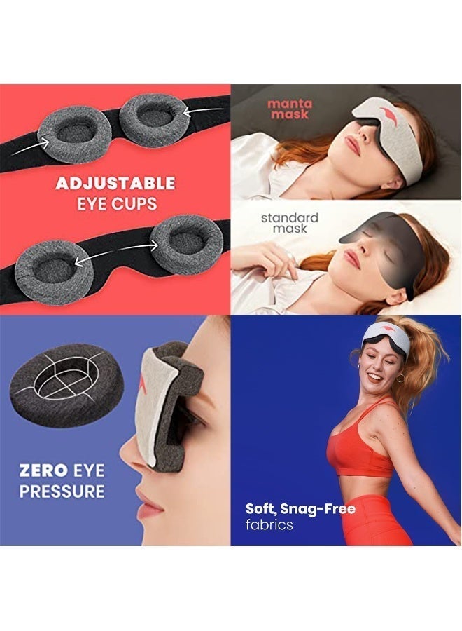 100% Blackout Sleep Eye Mask with 3D Contoured Cups & Adjustable Strap - Image 4