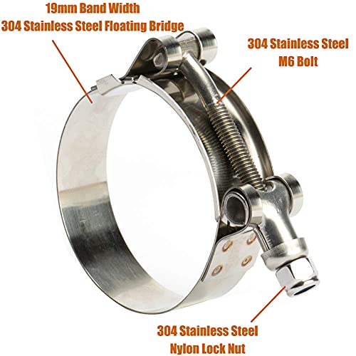 ISPINNER 4 Pack 1 Inch 304 Stainless Steel T-Bolt Hose Clamps, Clamp Range 32-37mm for 1" Hose ID, Pack of 4 - Image 2