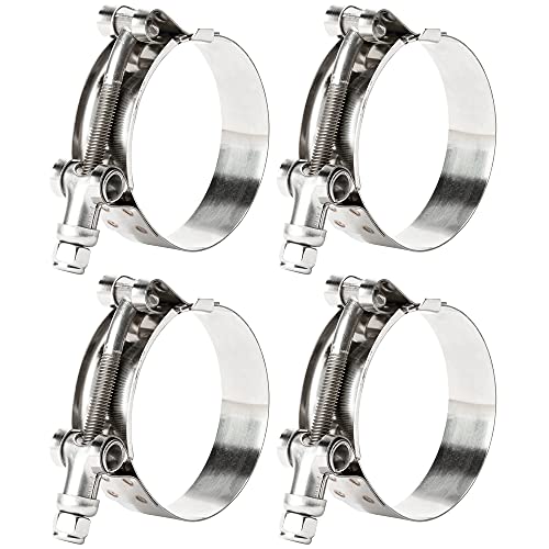 ISPINNER 4 Pack 1 Inch 304 Stainless Steel T-Bolt Hose Clamps, Clamp Range 32-37mm for 1" Hose ID, Pack of 4 - Image 1