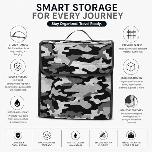 JVCV® Car Trunk Boot Organizer with Camouflage Pattern – Anti-Slip Car Storage Box for SUV Sedan Truck Minivan | Durable Multipurpose Car Accessories Organizer (Camo - Small) - Image 2