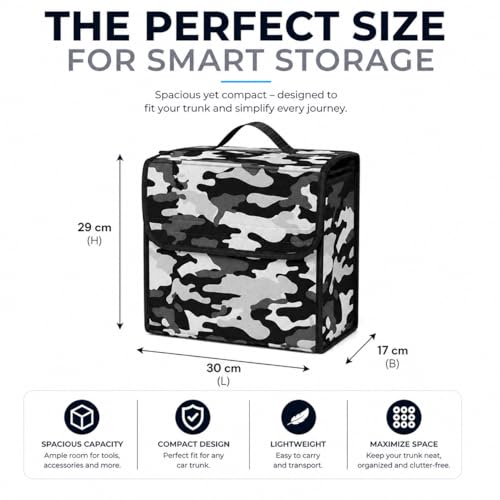 JVCV® Car Trunk Boot Organizer with Camouflage Pattern – Anti-Slip Car Storage Box for SUV Sedan Truck Minivan | Durable Multipurpose Car Accessories Organizer (Camo - Small) - Image 3