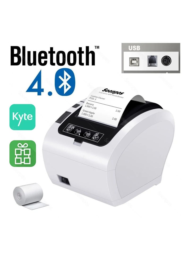 Bluetooth Thermal Receipt POS Printer 58mm and 80mm with Auto Cutter and USB LAN Ethernet Connectivity for Kitchen and Retail Printing - Image 1