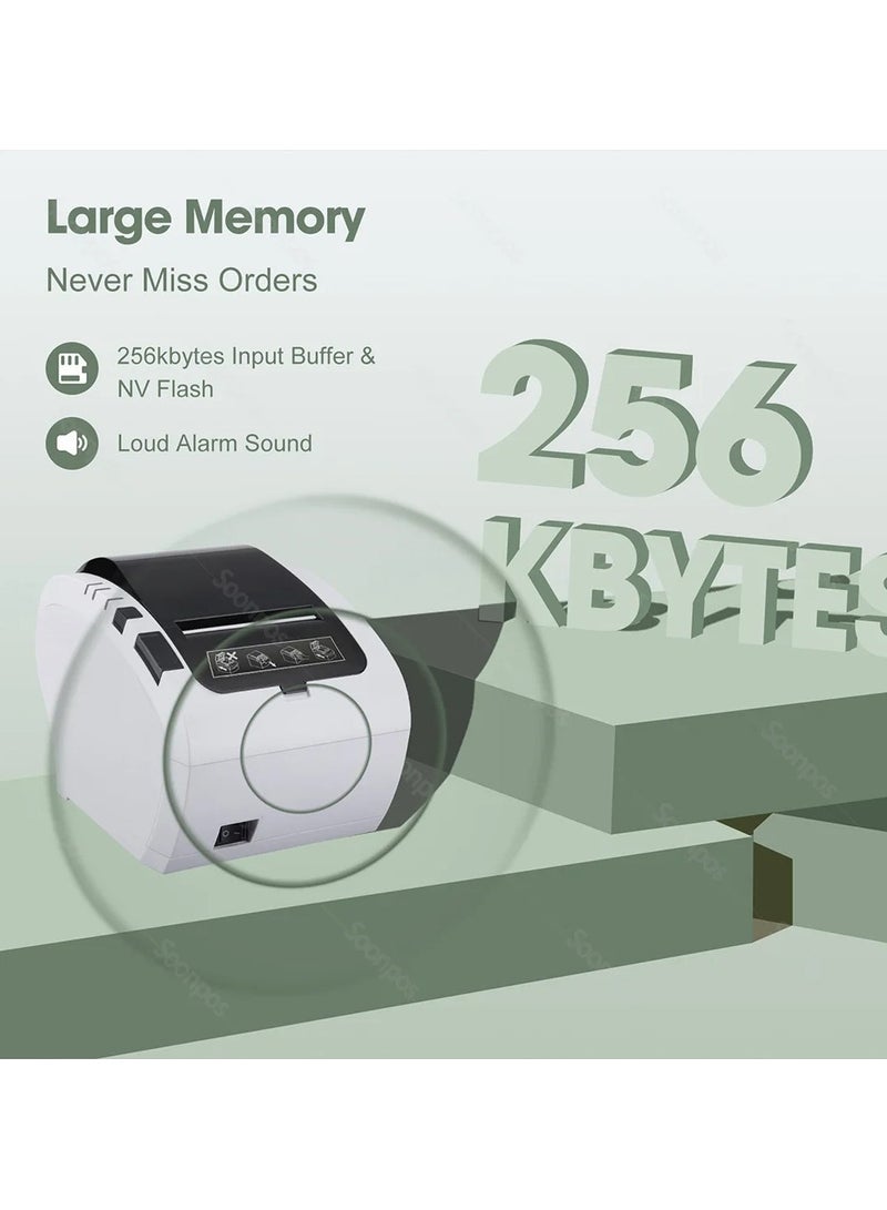 Bluetooth Thermal Receipt POS Printer 58mm and 80mm with Auto Cutter and USB LAN Ethernet Connectivity for Kitchen and Retail Printing - Image 5